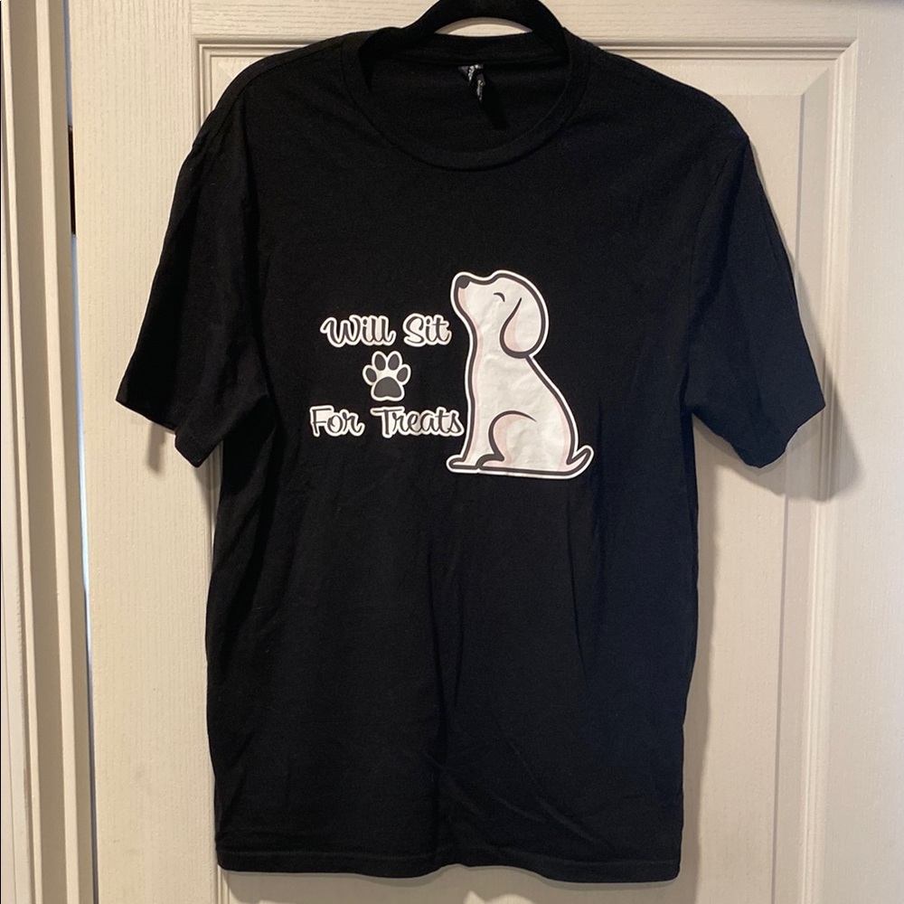 Perfect Weight M Black Will Sit for Treats Graphic Short Sleeve Top